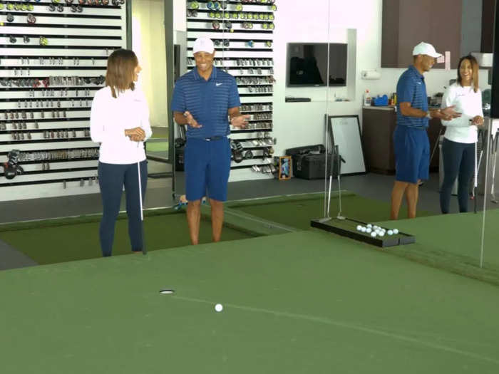 While most golfers have a simulator at home, Tiger also has a putting simulator.