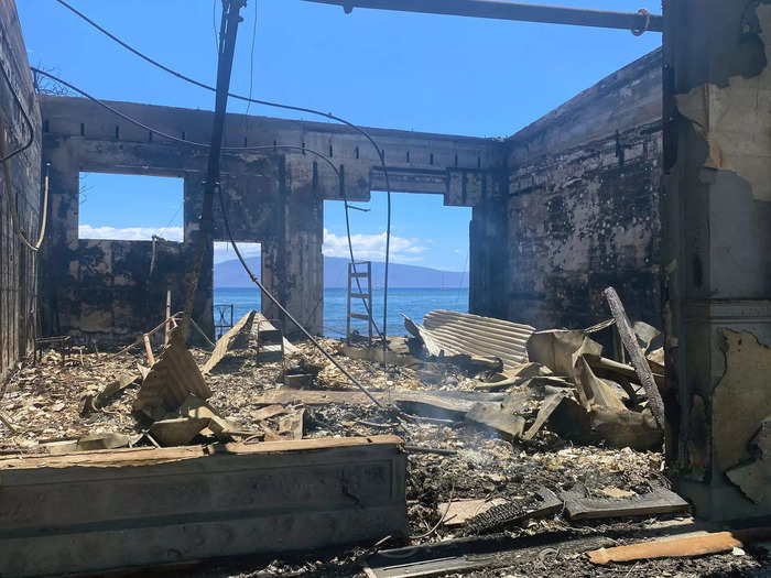 The wildfires on Maui completely gutted this waterfront building.