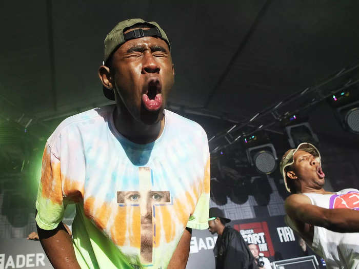 Tyler, the Creator and fellow Odd Future member Left Brain performing at SXSW in 2011.