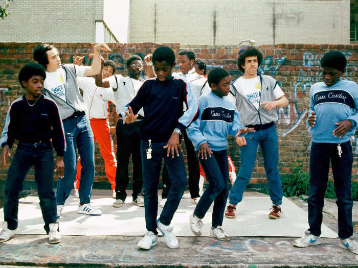 A group of breakdancers in London in 1983.