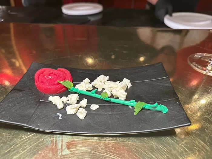 Right before dessert, we got a cheese course that looked like art.