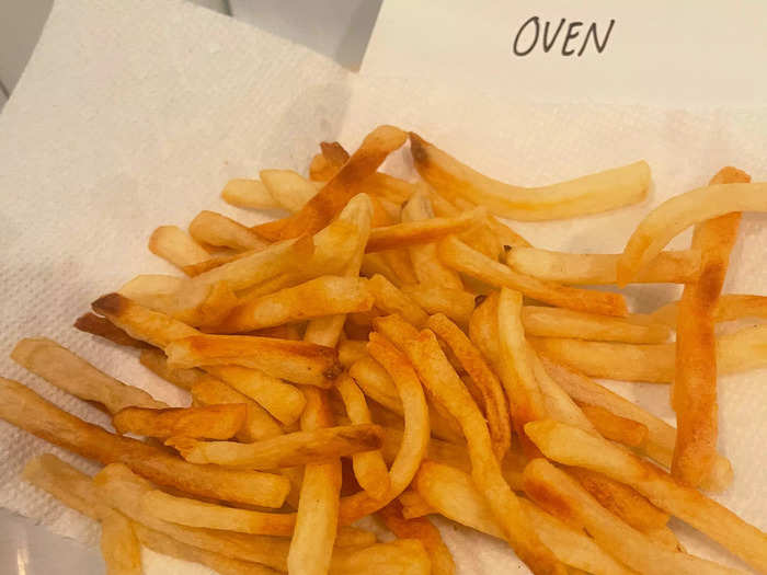 The oven-baked fries were the most aesthetically pleasing.