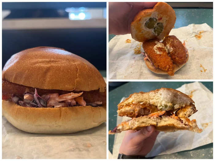 Before biting in, I thought the chicken burger looked delicious. The chicken looked crispy, the bun was golden, and I could clearly see the coleslaw peeping through.