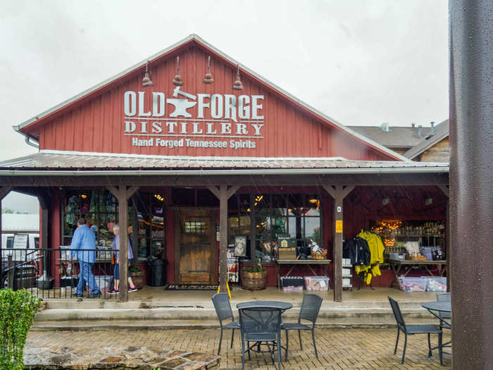 The Old Forge Distillery stood out to me with a red facade. According to Pigeon Forge Cabins, the store sells small batches of Southern moonshine.