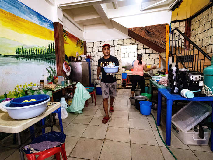 In the dining area, Obatay