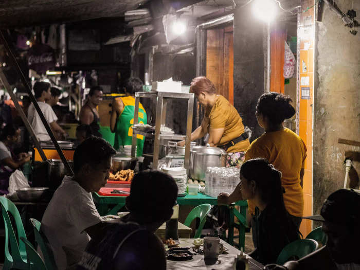 Right outside the market, several small eateries were selling a popular Cebuano dish called "nilarang," which is made with porcupinefish.