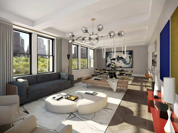 Renderings of the inside of the apartment from creative agency VisualHouse show the opulence of the penthouse.