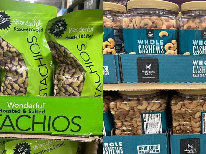 I stock up on pistachios and cashews for snacking and cooking.