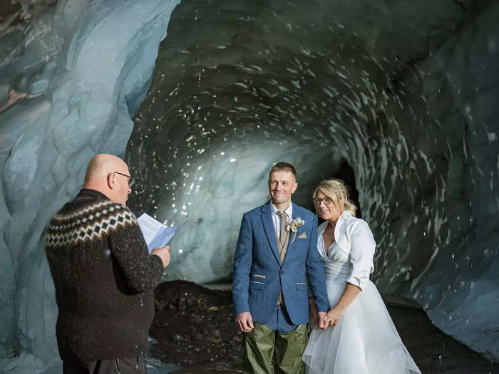 A local Lutheran pastor officiated the wedding over the roar of rushing water.