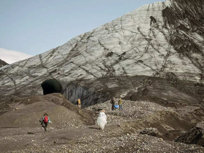 The wedding venue — an ice cave inside a glacier — was located in a remote area with no paved roads or tourists.