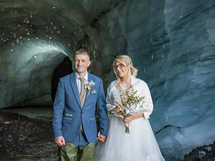 Jemma Schofield and Chris Watson exchanged vows in an ice cave along Iceland