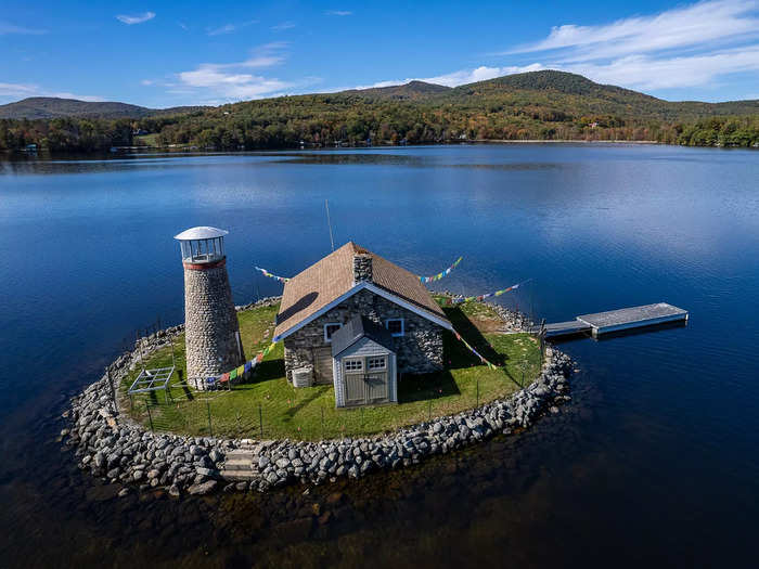 Rocky Mecca comes with a small cottage offering 360-degree views of the lake.