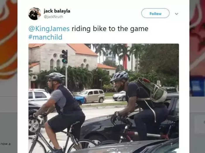 He was once spotted riding a bicycle to a game in Miami.