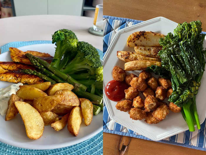 Chicken with wedges and greens