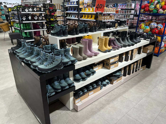 I visited Iceland in June, when boots are still necessary with fast-changing weather. Hagkaup had a large selection to choose from.