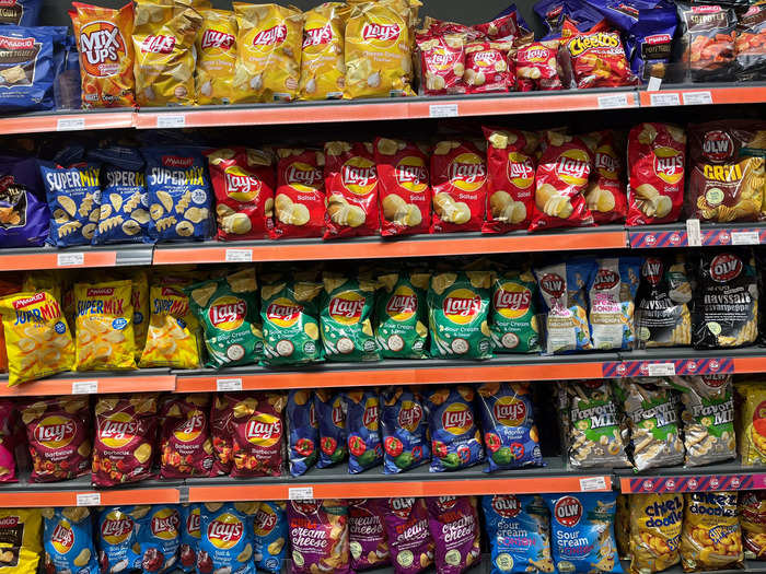 The snack aisle featured Lay