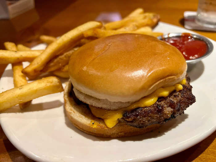 My son loved the cheeseburger at Outback Steakhouse.