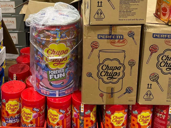 There was also a giant bucket of Chupa Chups lollipops for 184 Australian dollars, or about $118 US.