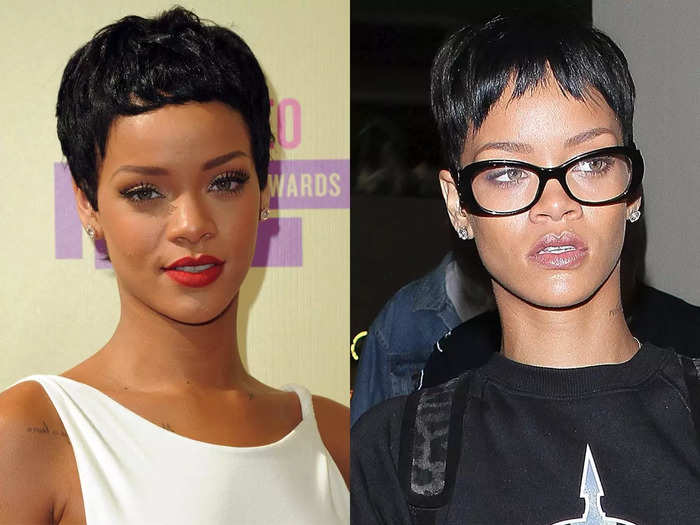 Rihanna was seen wearing glasses with an edgy twist at Los Angeles International Airport in 2012.