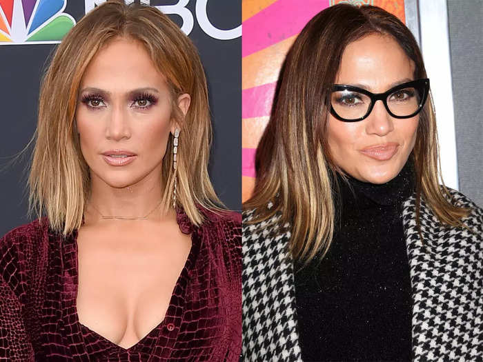 Jennifer Lopez wore a pair of cat-eye specs with a houndstooth coat in October 2015.