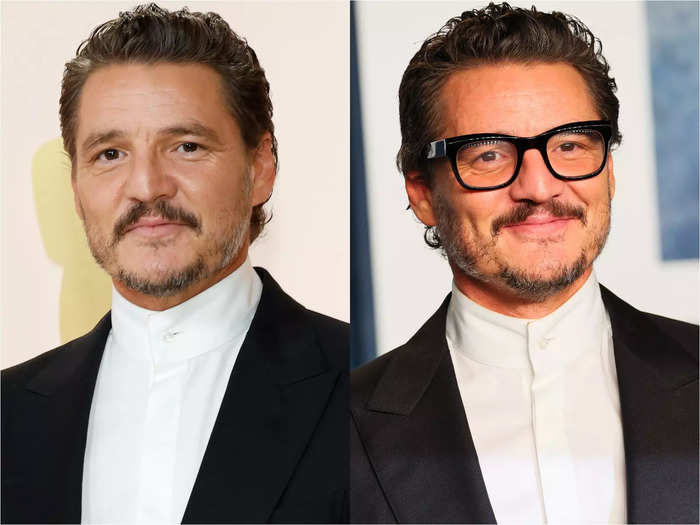 The only change Pedro Pascal made between the 2023 Academy Awards and the Vanity Fair Oscar party was adding a pair of chunky black frames.