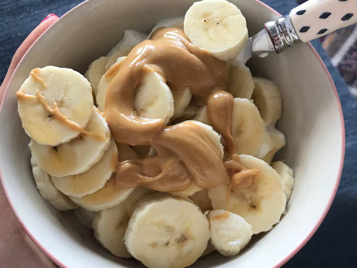 Peanut butter yogurt dip with banana