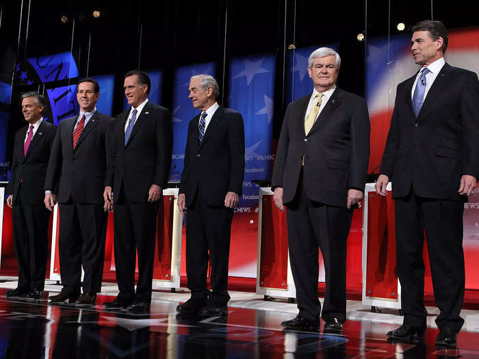 In 2012, only a few candidates wore red ties to a GOP debate on "Meet the Press."