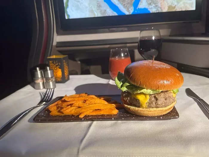 I had dinner before landing.