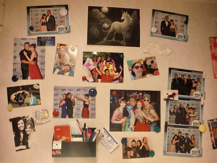 Magnets can be used to hold up decorations, photographs, tour tickets, and other important pieces of paper.