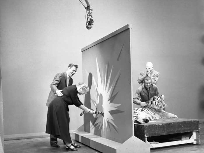 From 1956-1975, Barker was host of the show, which mixed quiz show elements with wacky stunts.