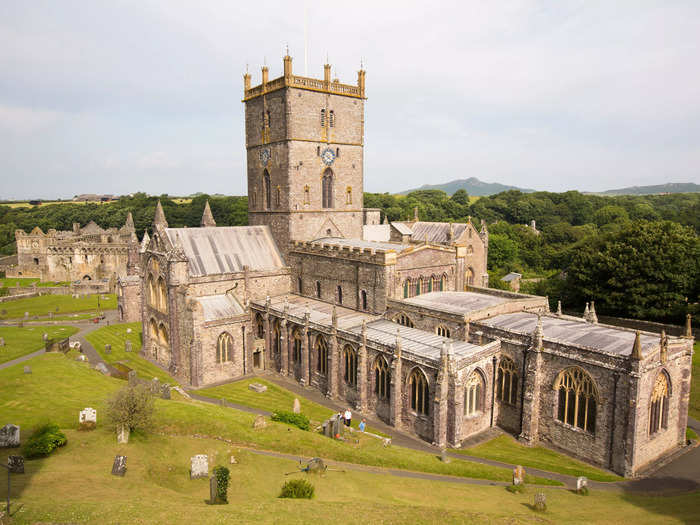 The star of the city is St Davids Cathedral. The current structure was built from 1180 to 1182 on the site of a 6th-century monastery founded by the patron saint of Wales, Saint David.