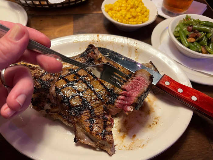 A similar initial cut revealed a temperature that was more on the "rare" side of "medium rare."