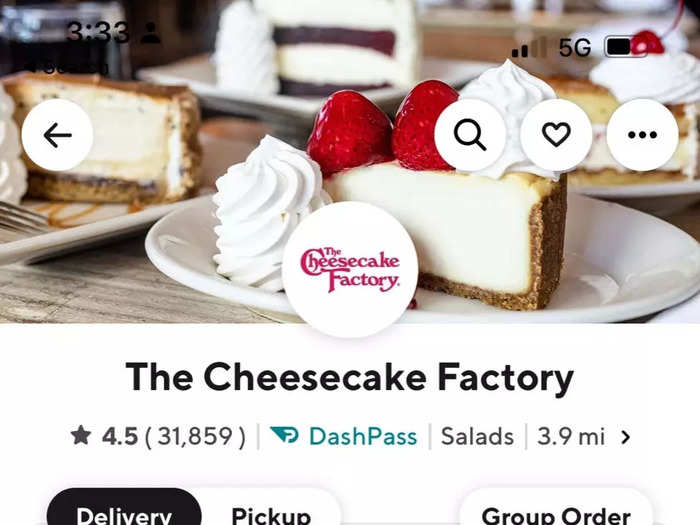 The Cheesecake Factory was one of the first national restaurant chains to work with DoorDash.