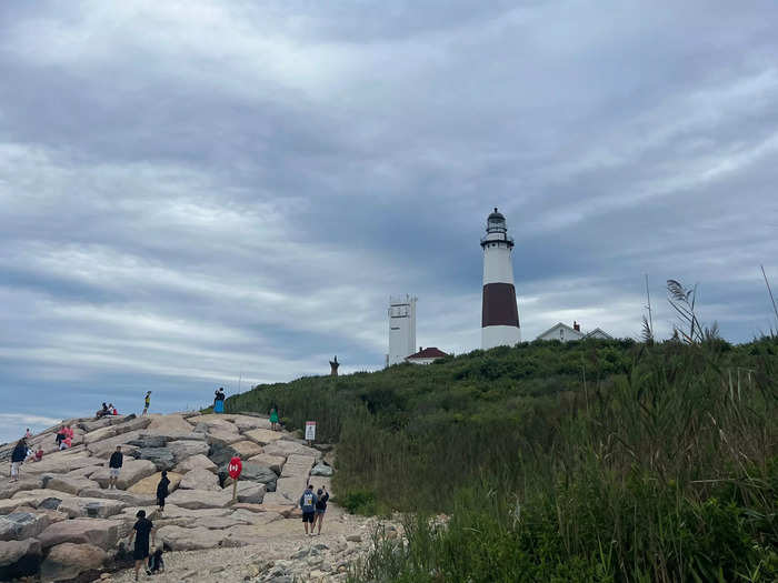 When we left the park, the road forced us to pass the Montauk Lighthouse, which ended up breaking the tension a little bit.