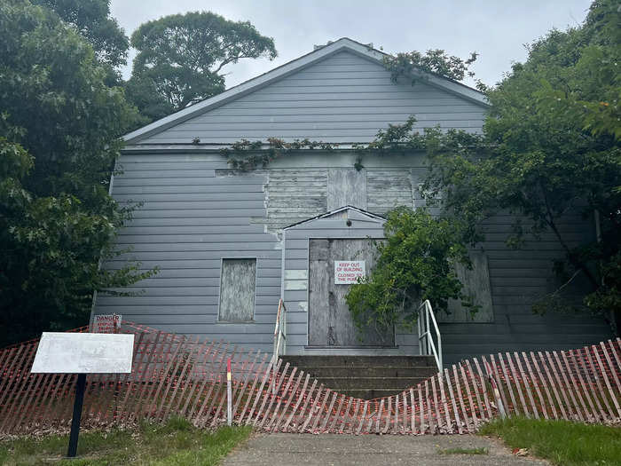 Our next stop was what was known as "downtown Camp Hero." This building used to be a gymnasium.