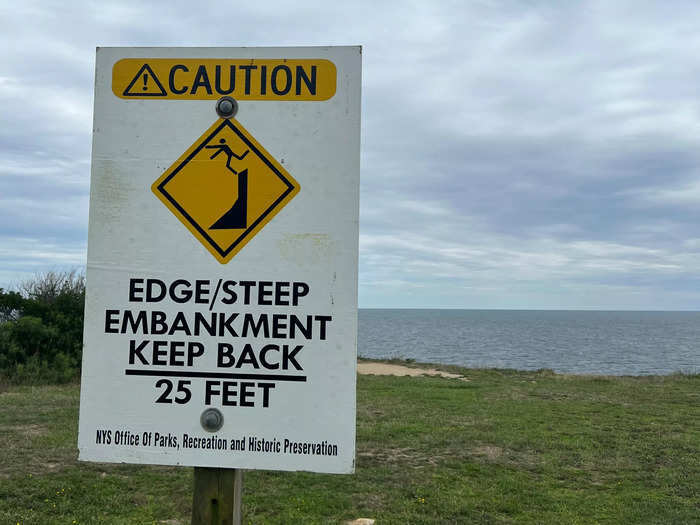 There were plenty of signs about the steep edges of the bluffs posted throughout the park. Erosion is also a huge problem on Long Island