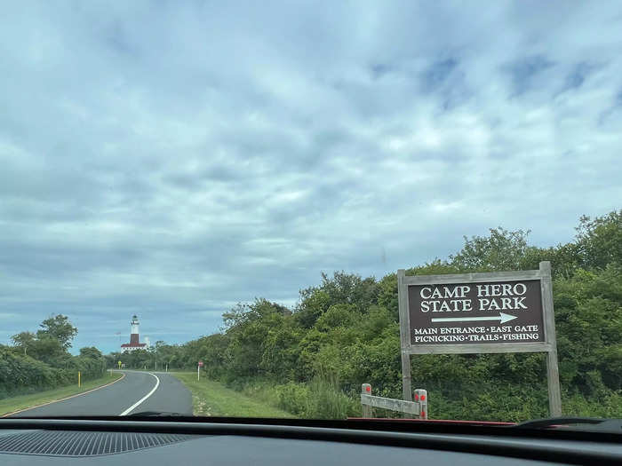 When you turn off the highway to drive into the park, you have a good view of the Montauk Lighthouse, which is a Long Island landmark and part of the adjacent Montauk Point State Park.