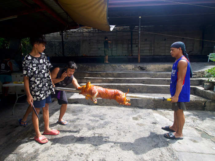 Spit-roasted pig, or lechón, is one of the most popular dishes in the Philippines.