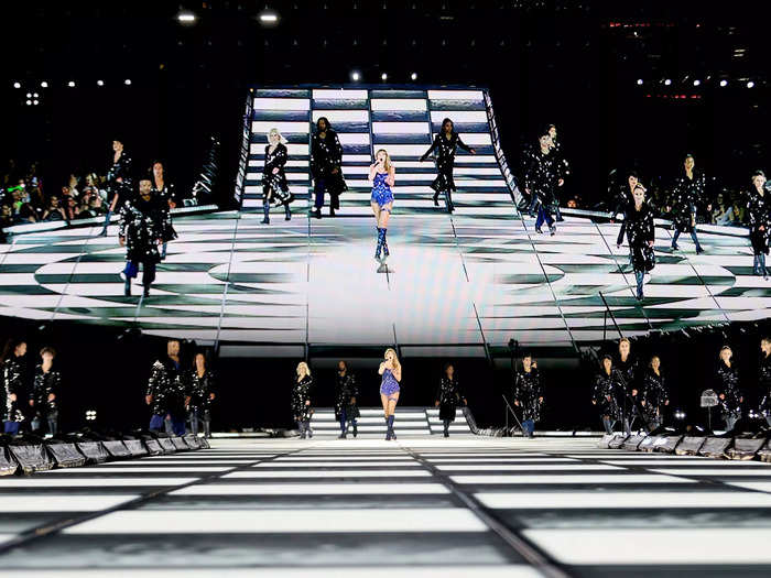 During "Mastermind," the stage resembles a chess board.