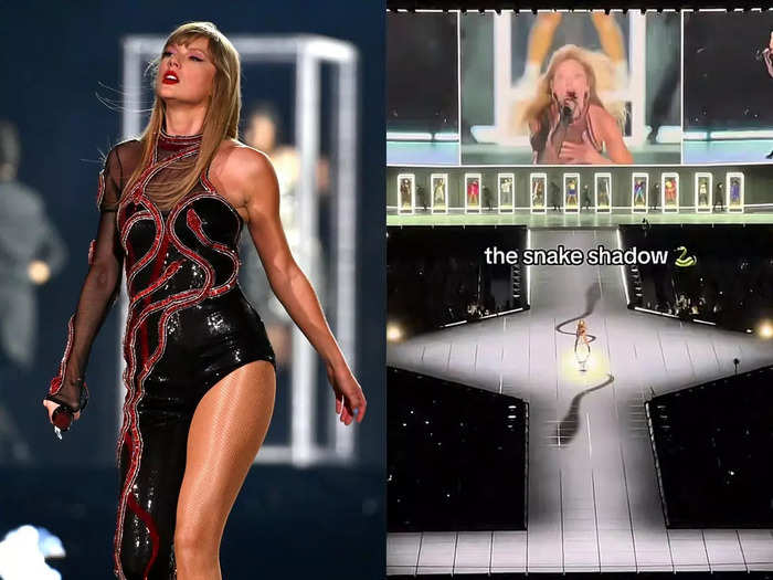 Her shadow is snake-shaped during the "Reputation" segment.