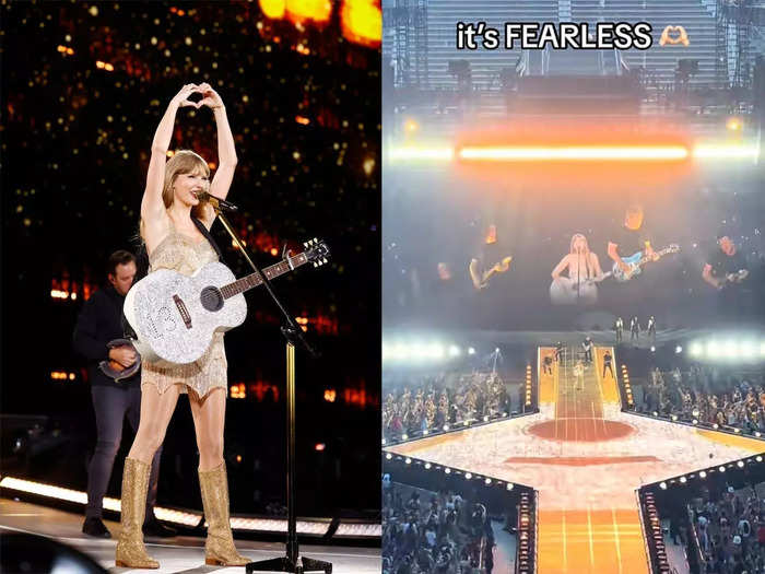 During "Fearless," the stage mimics Swift