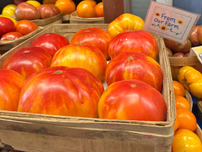 But these tomatoes particularly caught my eye. They were bigger than my hand.