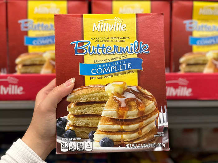 I strive for easy meals, like pancakes made with the Millville mix.