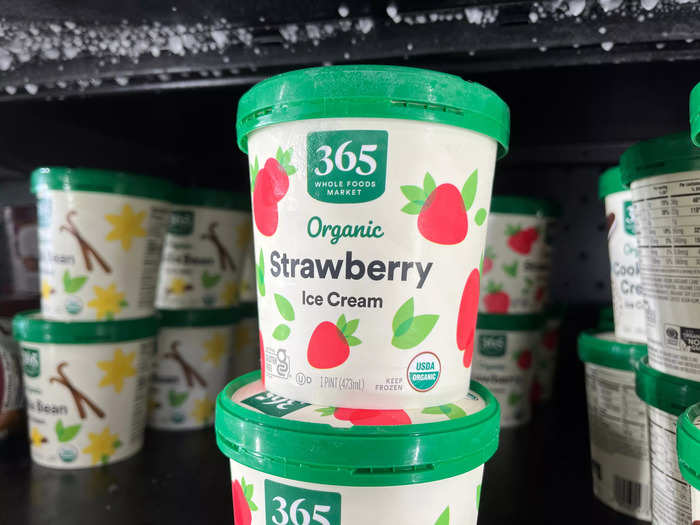 On my way out of the milk section, I walked by this freezer full of Whole Foods-branded ice cream.