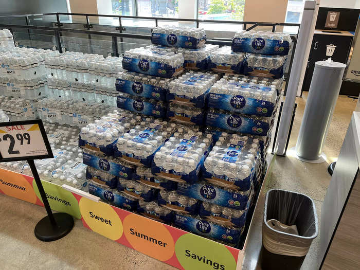 There was also brand-name water sitting right next to it.