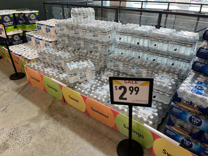 I also saw these packs of bottled water.