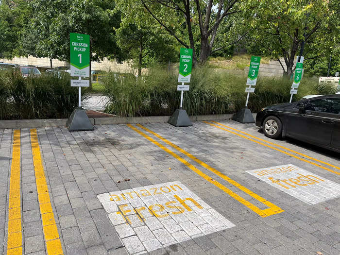 There are seven spots reserved for curbside pickup at this Amazon Fresh store.