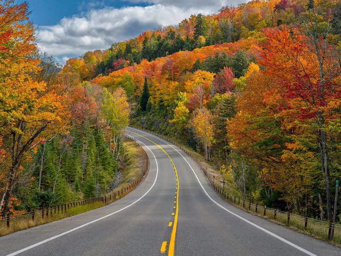 The Adirondack Mountains in upstate New York make for a scenic autumn drive.