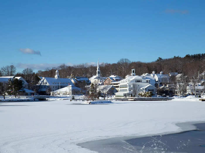 Lake Winnipesaukee freezes over as the seasons change.