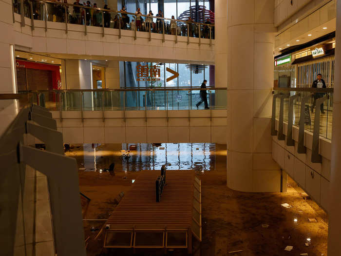 People had to take refuge in the upper floors of shopping complexes.